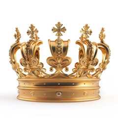 golden crown element isolated on white background