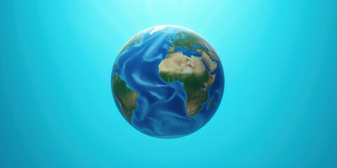 Fototapeta premium A Detailed Representation of the Earth with Emphasized Ocean Currents on a Bright Blue Background