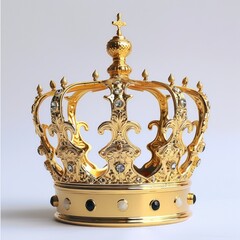 Golden prince crown on white background.