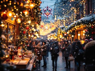 Obraz premium christmas tree in the city and christmas shopping