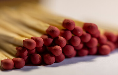 pile of wooden matches close-up