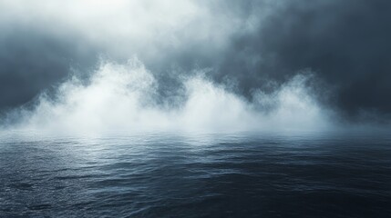 Fototapeta premium A large body of water with a misty, hazy atmosphere