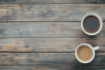Warm cup of coffee resting on wooden table highlighting relaxation during morning