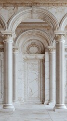 Fototapeta premium Ornate Marble Archway with Classic Pillars and Intricate Design Elements in a Grand Interior Space