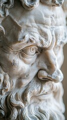 Fototapeta premium Detailed Close-up of a Marble Sculpture Depicting a Famous Philosopher with Intricate Facial Features and Textures Captured in High Resolution