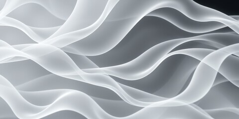 Obraz premium Abstract Gray and White Wavy Lines with Smooth Flowing Shapes and Depth of Field