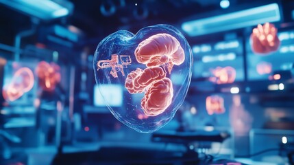 Obraz premium Futuristic Brain Visualization in a Laboratory Setting