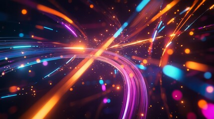 Obraz premium Dynamic Neon Light Trails - Futuristic Technology Art