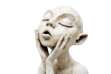 Obraz premium A statue of a woman with her eyes closed, suitable for use in artistic or inspirational settings