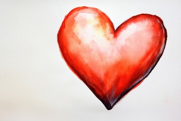 A red heart painted on a white background