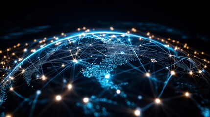 Obraz premium Global Network Connections - Digital Earth