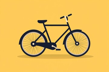 Fototapeta premium A black bicycle against a bright yellow background
