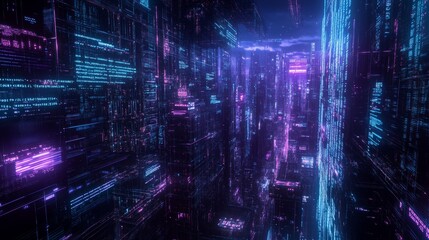 Fototapeta premium Neon City of the Future - Digital Architecture