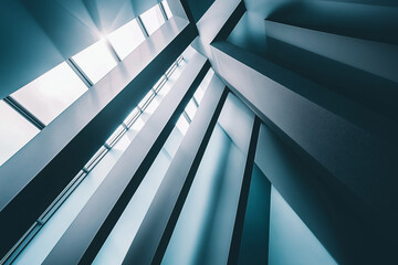 Obraz premium Modernes Architekturdetail mit Lichtspiel und scharfen Linien