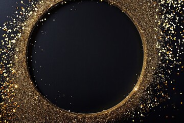 A circular design featuring gold glitter on a dark background, suitable for various digital media projects