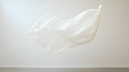 Plastic Bag Floating in the Air | Environmental Pollution Concept | Single Plastic Bag Drifting in the Wind Against a Clear Sky