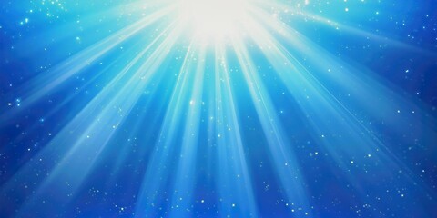 Naklejka premium radiant gradient composition with blue and white light beams spreading from a central glow