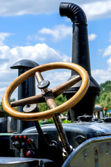 Steering wheel of an old timer tractor