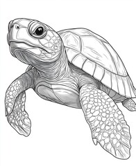 Fototapeta premium Coloring page for kids and adults, animal turtle.