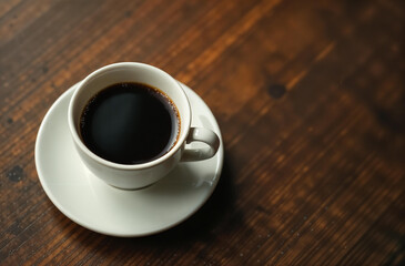Fototapeta premium Glass mug coffee on dark background, drink for restaurant menu. AI Generative
