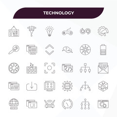 fully editable outline icon collection from technology concept. thin line icons set such as mood board, sales funnel, colory theory, type hierarchy, website optimization,