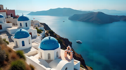 Fototapeta premium Breathtaking Aerial View of a Greek Island