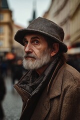 A person wearing a hat and having a long beard, suitable for use in historical or cultural contexts