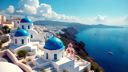 Obraz premium Aerial View of Coastal Homes in Greece