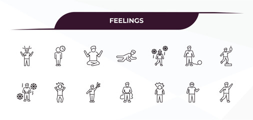 fully editable outline icon collection from feelings concept. thin line icons set such as aggravated human, impatient human, cold human, crappy amused