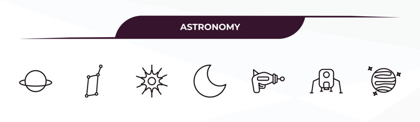 fully editable outline icon collection from astronomy concept. thin line icons set such as planet, lyra constellation, big bang, lander, mars with satellite, © Design_Farm