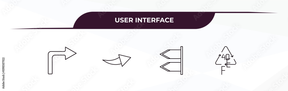 Poster fully editable outline icon collection from user interface concept. thin line icons set such as turn