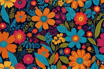 Funky floral illustration background