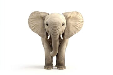 Obraz premium An elephant stands alone on a pure white surface, perfect for illustrations and designs