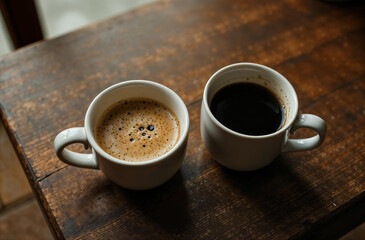 Fototapeta premium Glass mug coffee on dark background, drink for restaurant menu. AI Generative