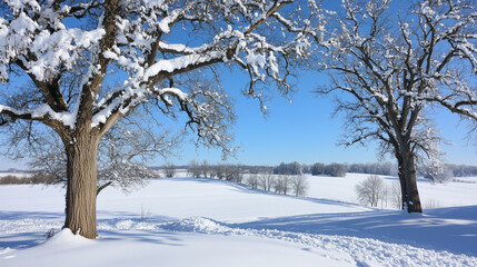 Obraz premium Winter Landscape with Frosty Mornings and Bare Trees