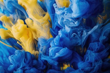 Fototapeta premium A close-up view of a mysterious blue and yellow substance