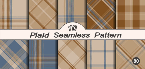 Set seamless vector check plaid colored pattern.