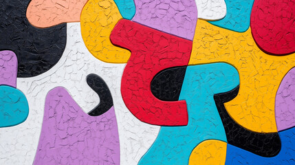 Surreal Teamwork with Abstract Figures and Vibrant Colors