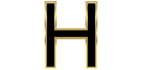 Luxury Alphabet H Isolated On White Background, Shiny Alphabet H Vector Illustration.	