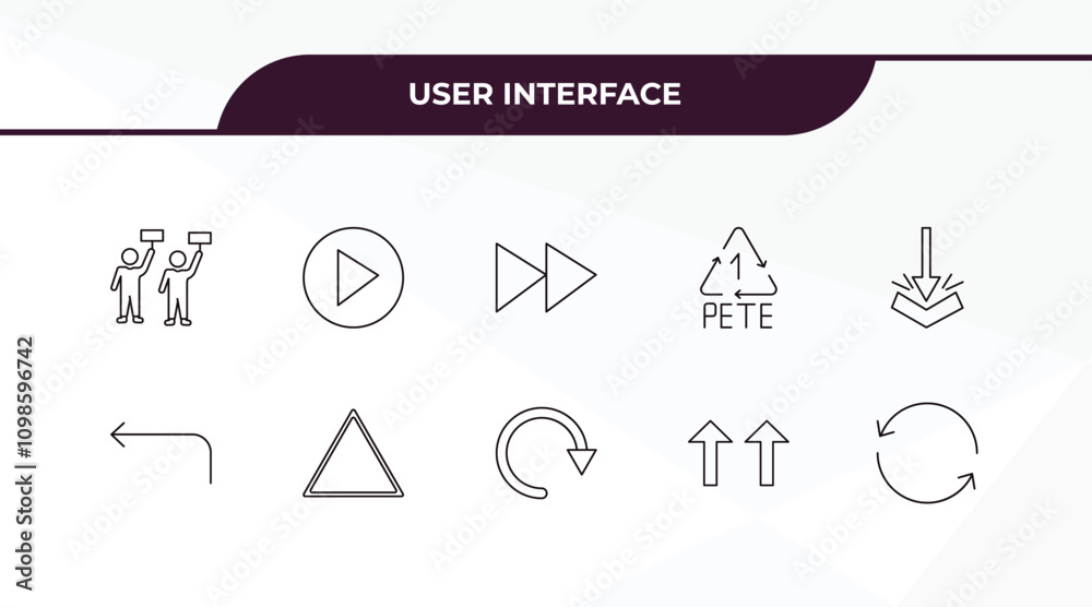 Poster fully editable outline icon collection from user interface concept. thin line icons set such as indu