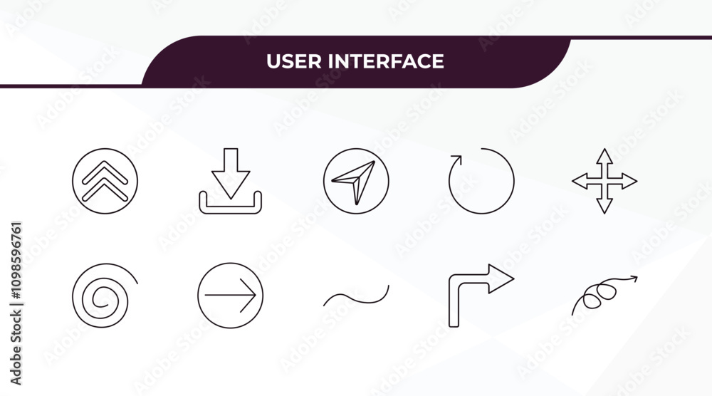 Poster fully editable outline icon collection from user interface concept. thin line icons set such as up a