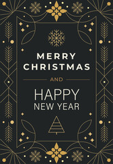 Merry christmas card design with simple geometric christmas tree