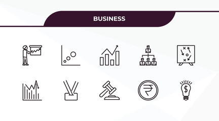 Fototapeta premium fully editable outline icon collection from business concept. thin line icons set such as graphic panel and man, thin, statistical chart, nepalese, ideas to earn money,