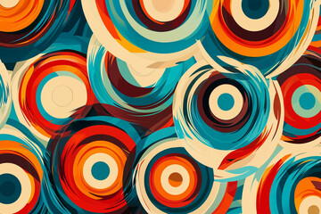 Naklejka premium Vibrant circular patterns in bold colors create a dynamic visual experience.
