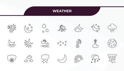 fully editable outline icon collection from weather concept. thin line icons set such as temperature, night, hot, snowing, icicle,
