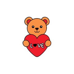 Naklejka premium teddy bear with heart