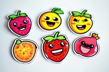 A collection of colorful stickers featuring diverse facial expressions and designs, ideal for use in scrapbooking, journaling, or as decorations