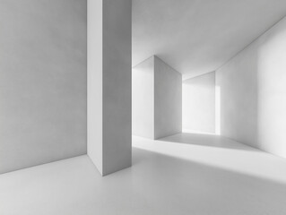 Fototapeta premium Leerer, moderner Ausstellungsraum mit weißen Wänden und Boden