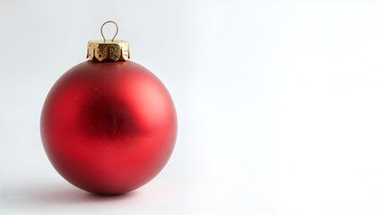 one red Christmas ball on an isolated white background