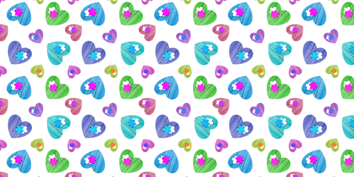 Background of colorful decorative wooden hearts. Great for Valentine's Day wallpapers, cards, prints.